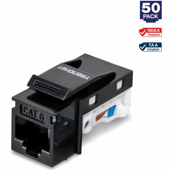 TRENDnet TC-K50C6BK, Cat6 Keystone Jack, Black 50-Pack
