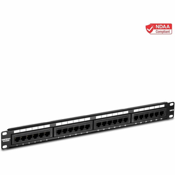 TRENDnet TC-P24C6 Cat6 24-Port Unshielded Rackmount Patch Panel, 250MHz, Gigabit Ready