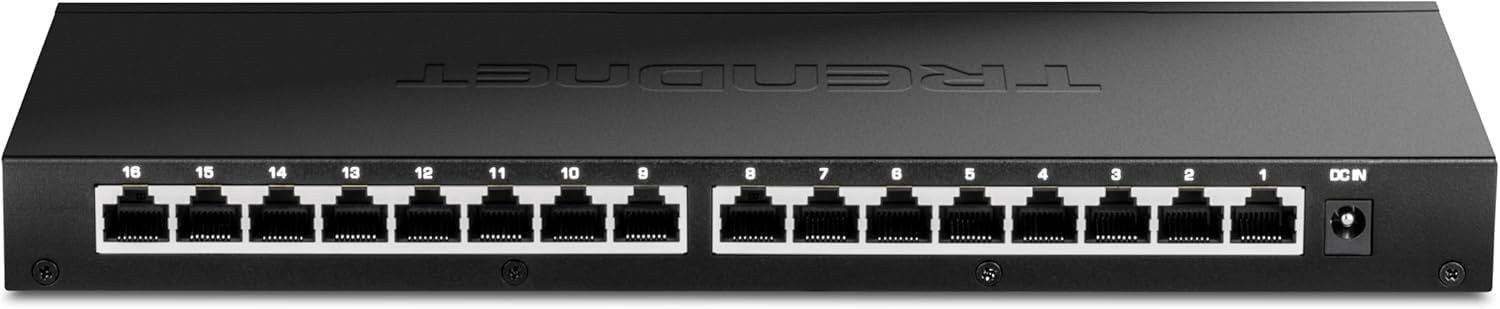 TRENDnet TEG-S3160 16-Port Unmanaged 2.5 Gbps Desktop Network Ethernet Switch, Black