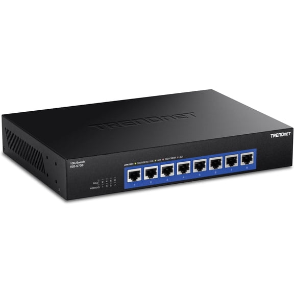 TRENDnet TEG-S708 8-Port 10G Multi Gigabit Network Switch with 160 Gbps Switching Capacity, Black