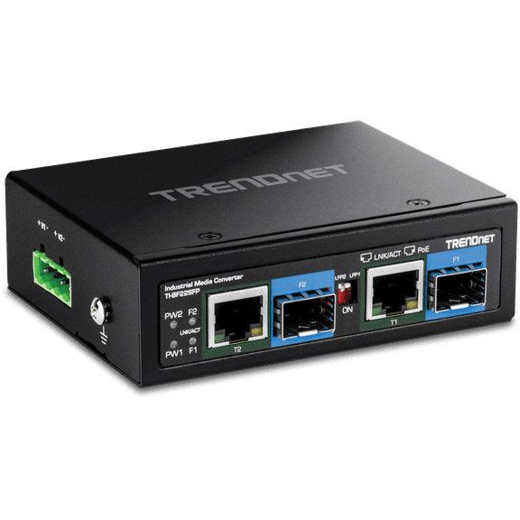 TRENDnet TI-BF22SFP, 2-Port Industrial SFP to Gigabit PoE++ Media Converter