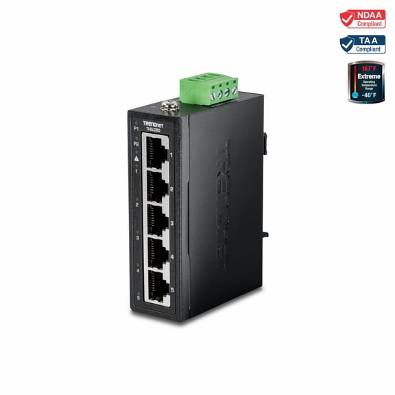TRENDnet TI-ELC80, 8-Port Industrial Fast Ethernet DIN-Rail Mini Switch, TI-ELC80