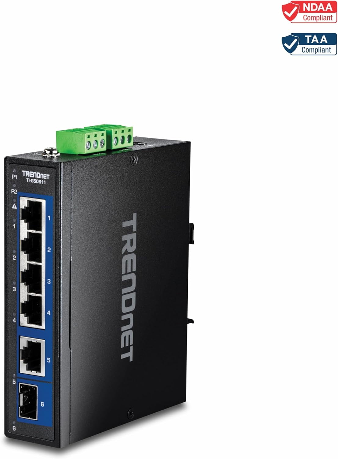 TRENDnet TI-G50611, 6-Port Industrial 2.5G DIN-Rail Switch with 1 x 10G Port