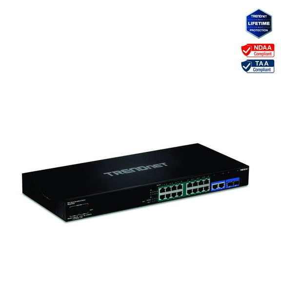 TRENDnet TPE-3018LS,18-Port Gigabit PoE+ Smart Surveillance Switch with 16 x Gigabit PoE+ Ports, 2 x Shared Gigabit Ports (RJ-45 or SFP)