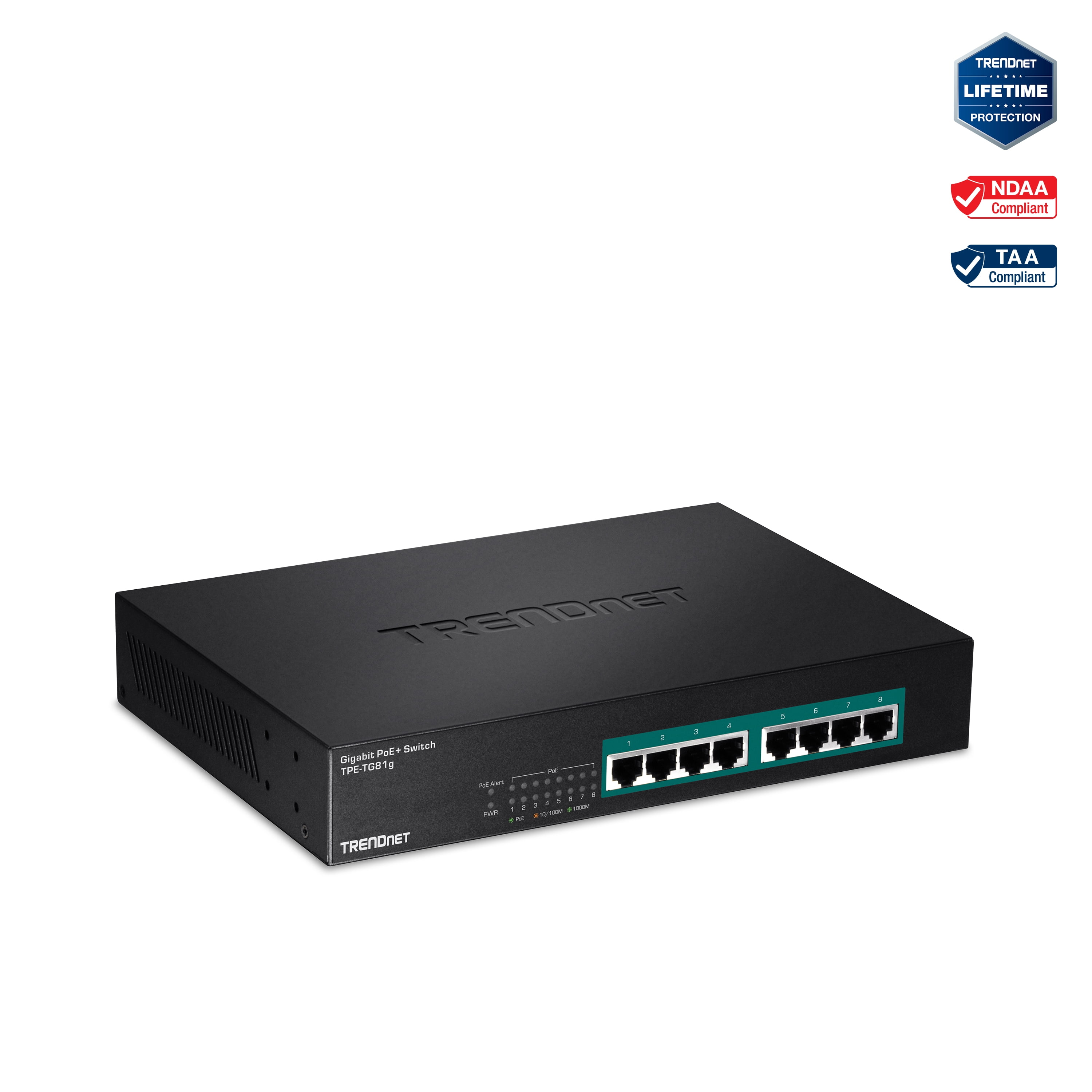 TRENDnet TPE-TG81g 8-port Gigabit GREENnet PoE+ Switch, rack mountable