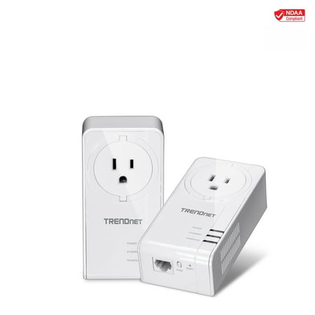 TRENDnet TPL-423E2K Powerline 1300 AV2 Adapter Kit with Built-in Outlet