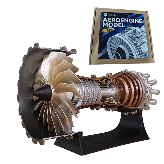 TRENT900 1/20 Scale Turbofan Engine, 150+PCS DIY Assembly Functional Aircraft Turbofan Engine Model with Transparent Shell & Motorized Blades for Aviation Enthusiasts