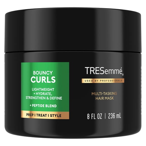 TRESemm Bouncy Curls MultiTasking Hair Mask for Curly & Textured Hair, Lightweight Hydration with Peptide Blend, 8 fl oz