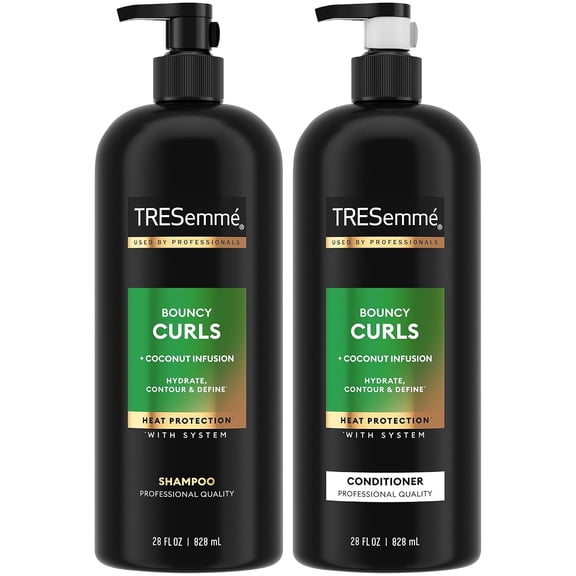 TRESemm Shampoo and Conditioner Set, Bouncy Curls  Hydrating Curl-Defining, Curly Hair Formula, Frizz-Control Products, 28 oz Ea