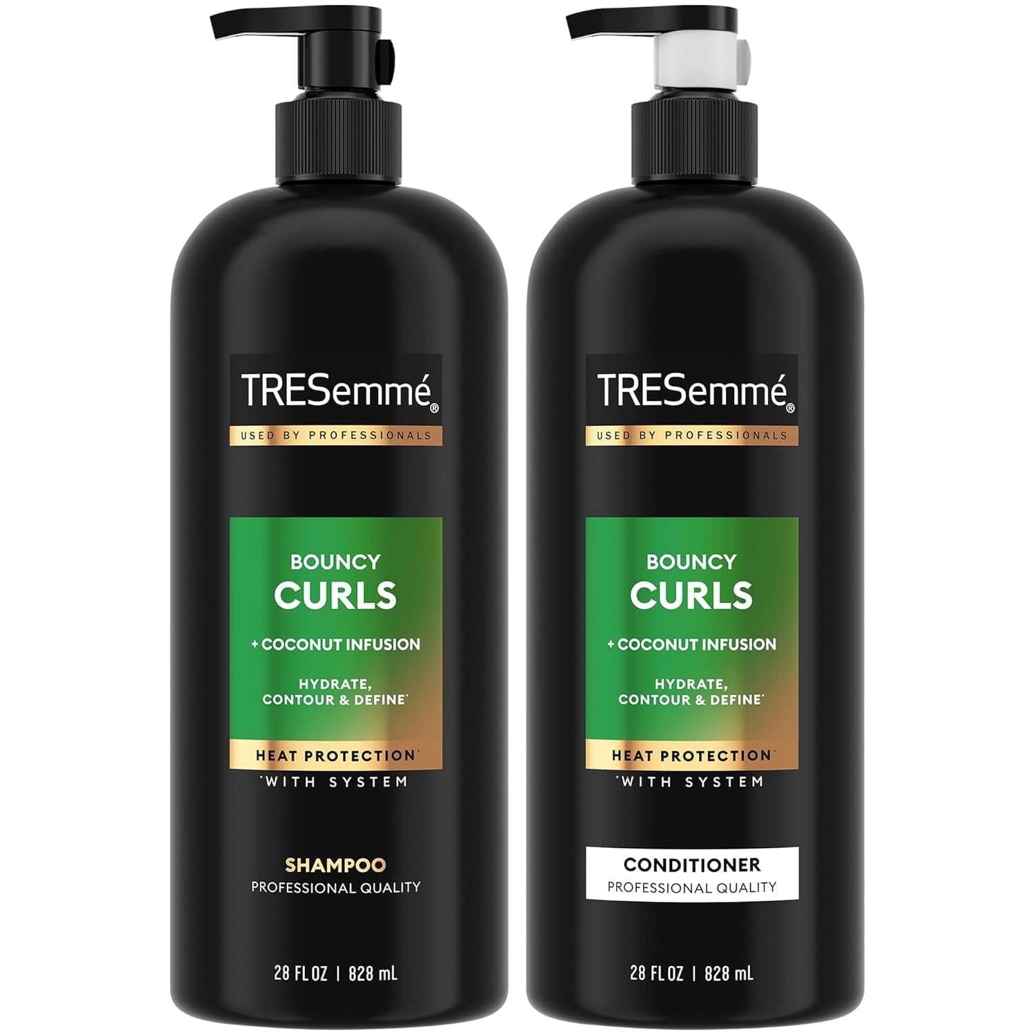 TRESemmé Shampoo and Conditioner Set, Bouncy Curls – Hydrating Curl-Defining, Curly Hair Formula, Frizz-Control Products, 28 Oz Ea