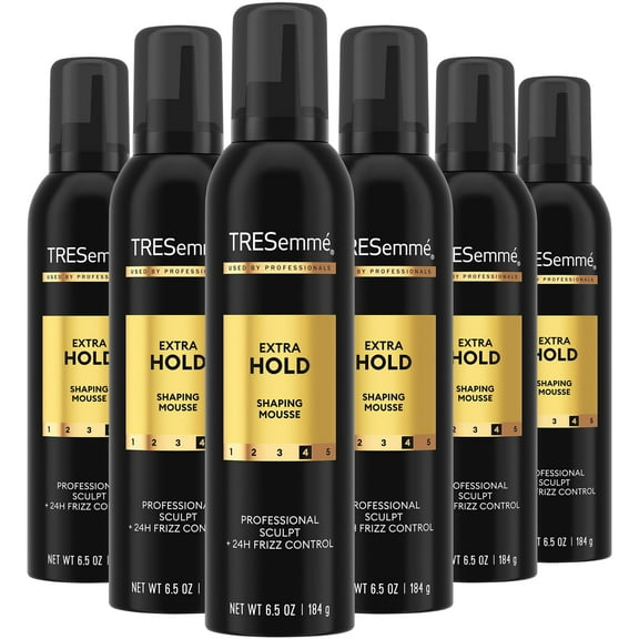 TRESemm Shaping Mousse, Extra Hold 6-Pack  Alcohol-Free, Non-Drying Hair Mousse for Sculpting, 24H Frizz Control, 6.5 Oz Ea
