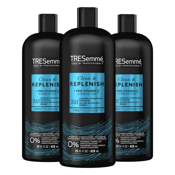 TRESemme Clean & Replenish Shampoo , Vitamin C & Green Tea 28 oz- 3 Pack