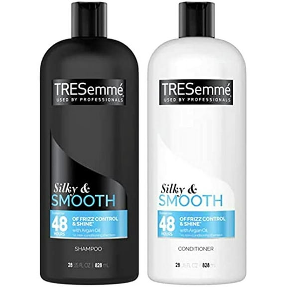 TRESemme Shampoo and Set, Silky & Smooth, Argan Oil with Vitamin E, Anti Frizz Hair Products, 28 Fl Oz each