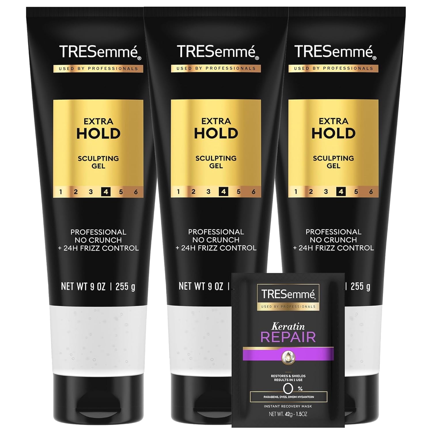 TRESemmé Hair Gel, Sculpting, Extra Hold, 3-Pack + Keratin Repair
