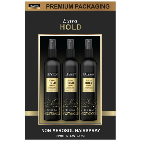TRESemme Two Spray with Extra Hold Non-Aerosol Hairspray, 10 oz, Extra-Firm Control, Strong Hold with Touchable Feel, Humidity Resistant, Frizz Control, Pack of 3 Pump Bottles.