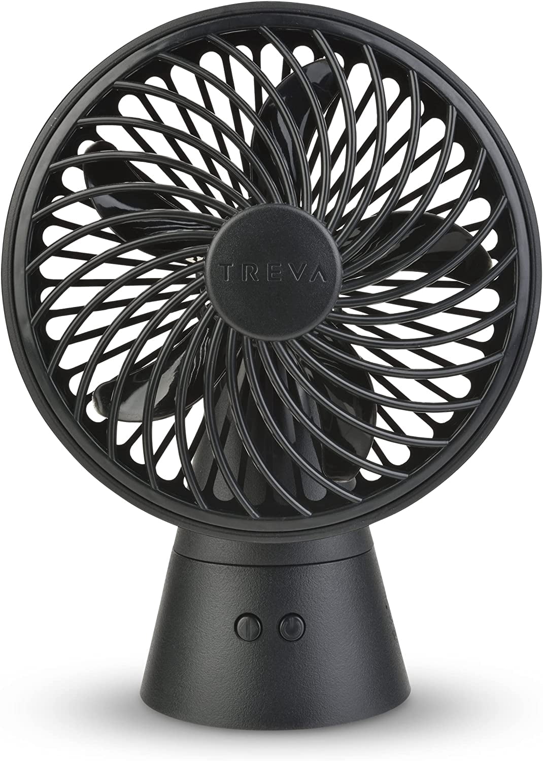 TREVA 5 Inch Oscillating Rechargeable Fan, USB Charging Port, 3 Speed Circular Personal Cooling Fan, Black