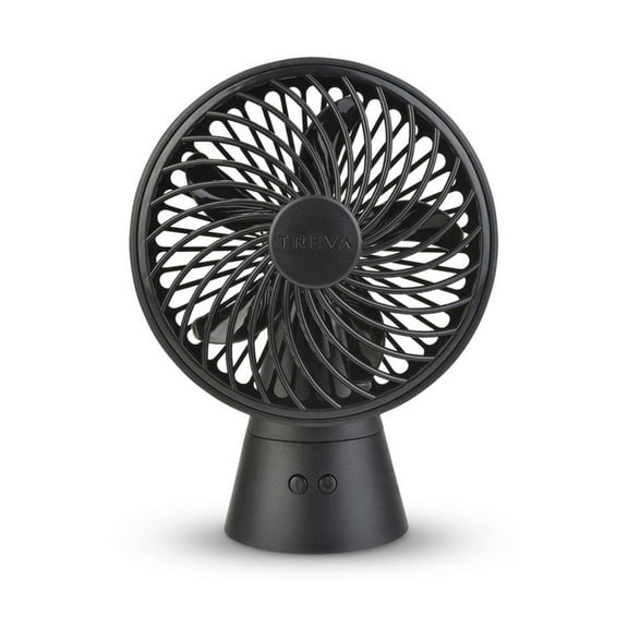 TREVA 5 Inch Oscillating Rechargeable Fan, USB Charging Port, 3 Speed Circular Personal Cooling Fan, Black