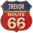 thumbnail image 1 of TREVOR Route 66 Sign Shield Metal Gift Man Cave Red 211110005357, 1 of 1