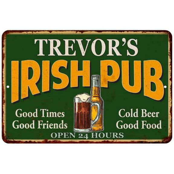 TREVOR'S Irish Pub Beer Metal Sign Bar Decor 8x12 208120013321