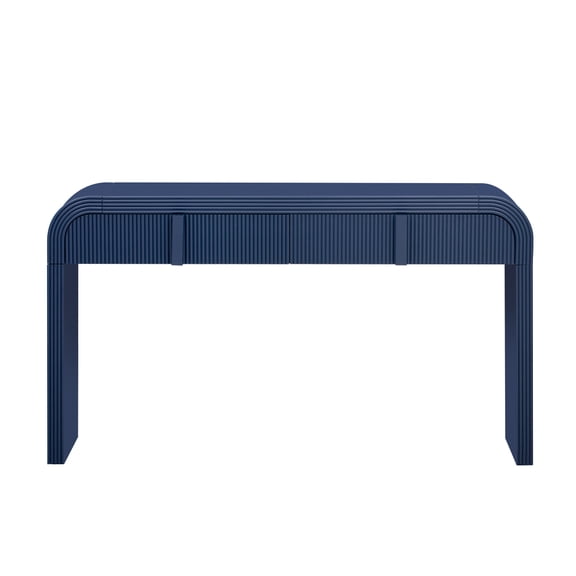 TREXM Modern Console Table with 2 Storage Drawers, Fluted Entryway Table with Rounded Silhouette for Hallway Living Room and Entryway (Navy Blue)