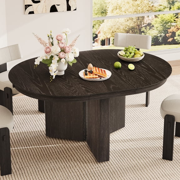 TREXM Oval, All Tools Included Maintenance, Oak Wood Grain Surface, Spacious Oval Tabletop, for Dining Room/Kitchen