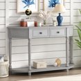 thumbnail image 1 of TREXM Retro Circular Curved Design Console Table with Open Style Shelf Solid Wooden Frame and Legs Two Top Drawers (Gray Wash, OLD SKU: WF298768AAE), 1 of 9