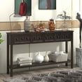thumbnail image 1 of TREXM Rustic Entryway Console Table, 60" Long Sofa Table with two Different Size Drawers and Bottom Shelf for Storage (Navy), 1 of 9