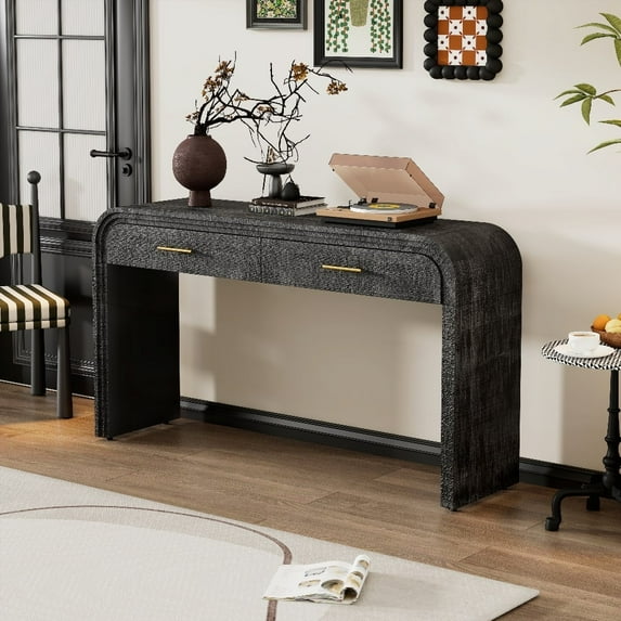 TREXM Unique Retro Console Table with Open Style & Drawers