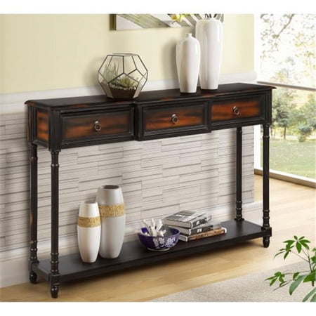 TREXM WF189574AAB Wood Sofa Entryway Console Tables with 3 Drawers, Expresso