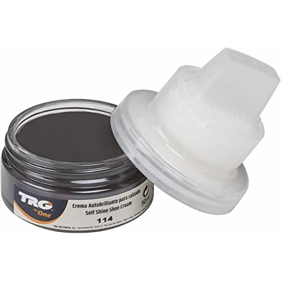 TRG Light Grey 114 Self Shine Shoe Cream - one of the best shoe shiners. Easy and quick self shine shoe cream with a sponge on the lid.