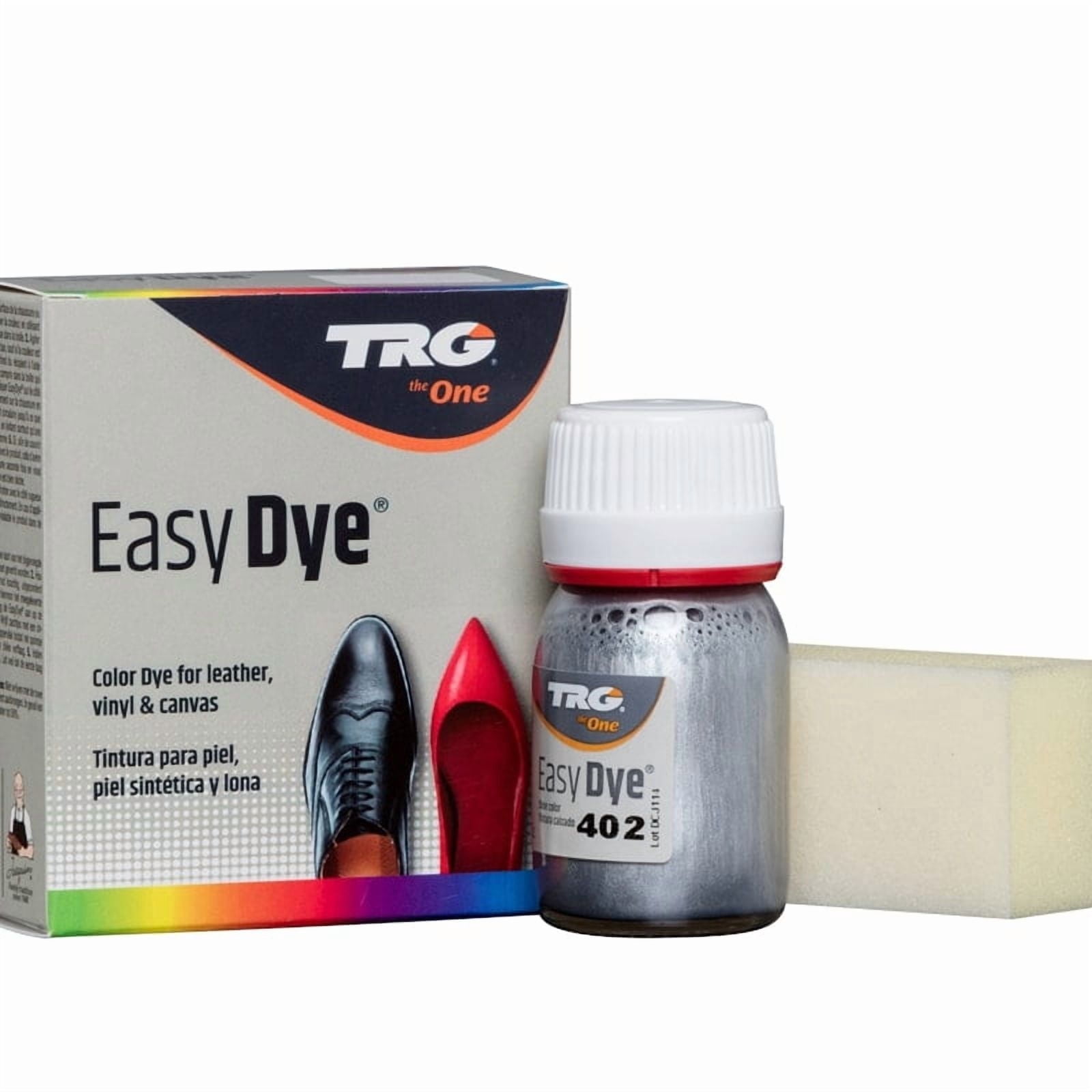 TRG Metallic Antique Silver 402 Color Dye - best metallic paint. Easy-to-use product safely cleans, dyes and shines metallic leather, canvas or vinyl. Restores new life to old, hard leather.