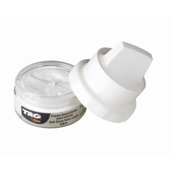 TRG White 101 Self Shine Shoe Cream - one of the best shoe shiners. Easy and quick self shine shoe cream with a sponge on the lid.