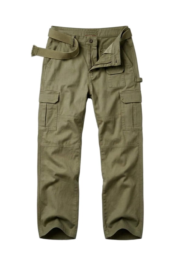 Women's High Waisted Cargo Pants, Wide Leg Baggy Y2K Streetwear Trousers, 7-Pocket Cotton Twill Hiking Pants for Work, Outdoor & Casual,Armygreen Size S