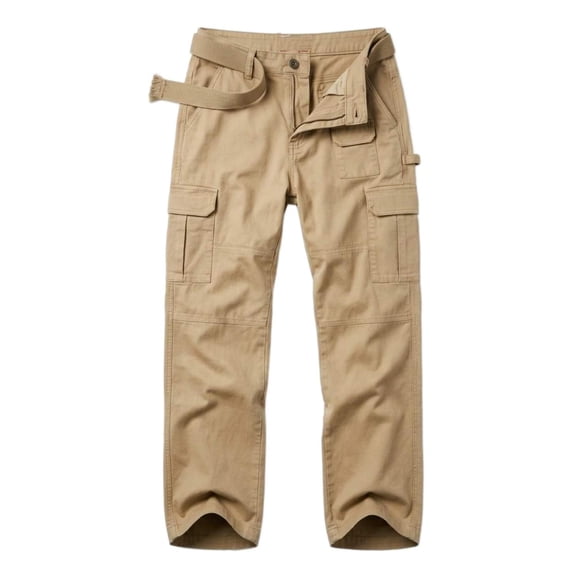 TRGPSG Women's High Waisted Cargo Pants, Wide Leg Baggy Y2K Streetwear Trousers, 7-Pocket Cotton Twill Hiking Pants for Work, Outdoor & Casual,Khaki Size XL