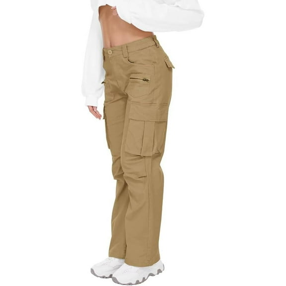 TRGPSG Cargo Pants Women High Waisted Wide Leg Pants Classic Casual Work Pants with 8 Pockets,(No Belts)