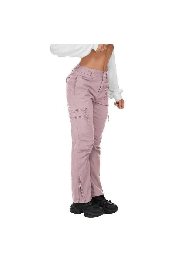 Cargo Pants Women, Parachute Pants for Women Casual Pants Y2K Pants Grunge Clothes with Multi Pockets,Purple Gray Size 16