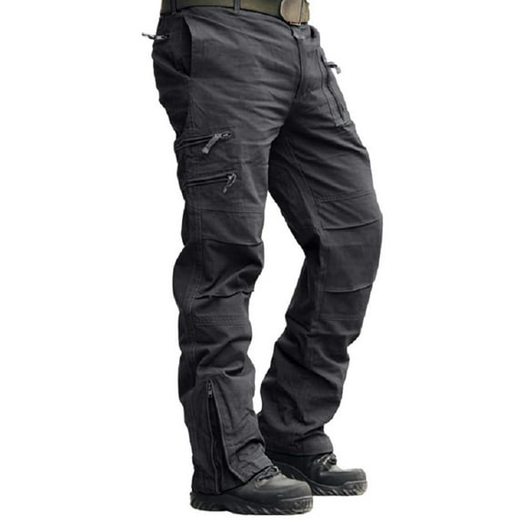 TRGPSG Cargo Pants for Men Straight Hiking Pants Work Travel Casual Pants with Multi Zipper Pockets(No Belt)