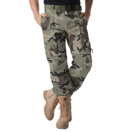 TRGPSG Cargo Pants for Men Straight Hiking Pants Work Travel Casual Pants with Multi Zipper Pockets(No Belt)