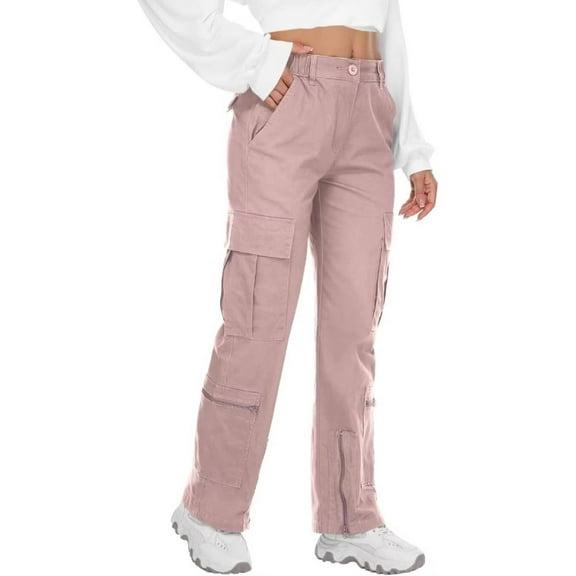 TRGPSG Cargo Pants for Women Y2K Casual Pants Parachute Pants Relaxed Fit Streetwear with Multiple Pockets(No Belts) Purple Gray,Size 2