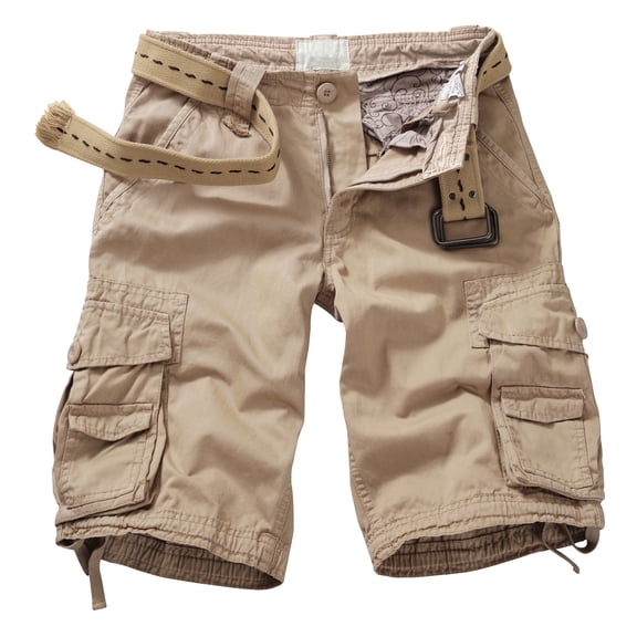 TRGPSG Cargo Shorts for Men Cotton Work Casual Shorts with 6 Pockets(No Belt),Khaki 34