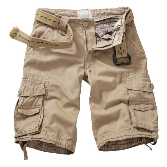 TRGPSG Cargo Shorts for Men Cotton Work Casual Shorts with 6 Pockets(No Belt),Khaki 42