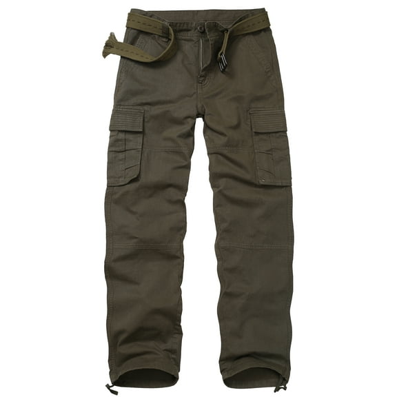 TRGPSG Men's Classic All Cotton Cargo Pants, 6-Pocket Work & Hiking Pants(No Belts)Armygreen,Size 38