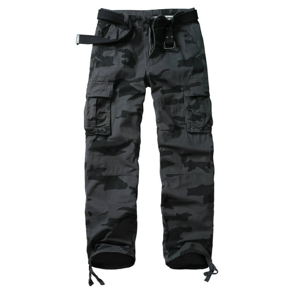 TRGPSG Men's Classic All Cotton Cargo Pants, 6-Pocket Work & Hiking Pants(No Belts)Camo,Size 36