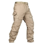 TRGPSG Tear-Resistant Outdoors Hunting Hiking Pants for Men Outdoor Work Cargo Pants Workwear,Khaki Size 34