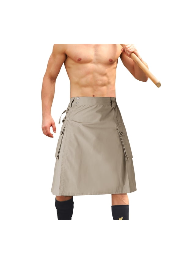 Kilt for Men,Waterproof Pleated Modern Skirt, 23" Scottish Utility Kilt, Camo Kilt with 2 Large Pockets