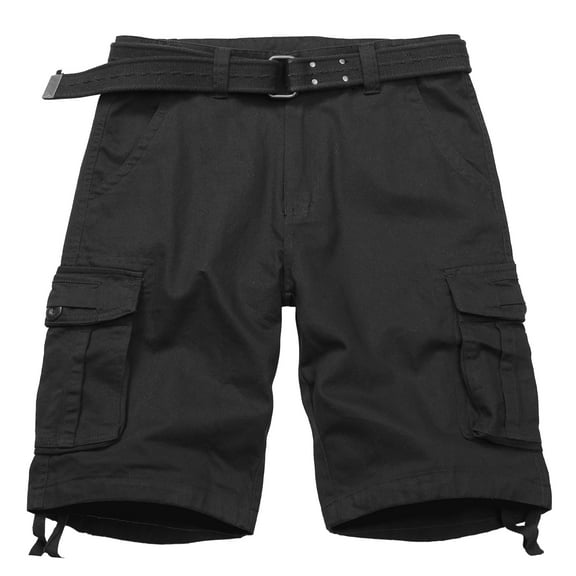 TRGPSG Men's Cargo Shorts,11" Inseam,Comfort Cargo Style with 6 Pockets,Casual Cotton Durability Work Shorts(No Belts)Black,Size 36