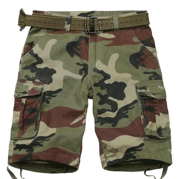 TRGPSG Men's Cargo Shorts,11" Inseam,Comfort Cargo Style with 6 Pockets,Casual Cotton Durability Work Shorts(No Belts)C29 Camo,Size 32