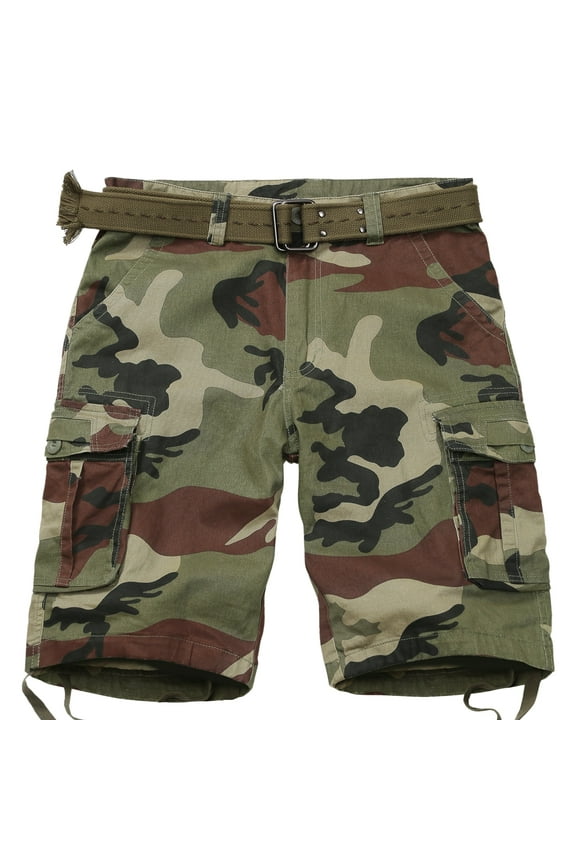 Men's Cargo Shorts,11" Inseam,Comfort Cargo Style with 6 Pockets,Casual Cotton Durability Work Shorts(No Belts)C29 Camo,Size 36
