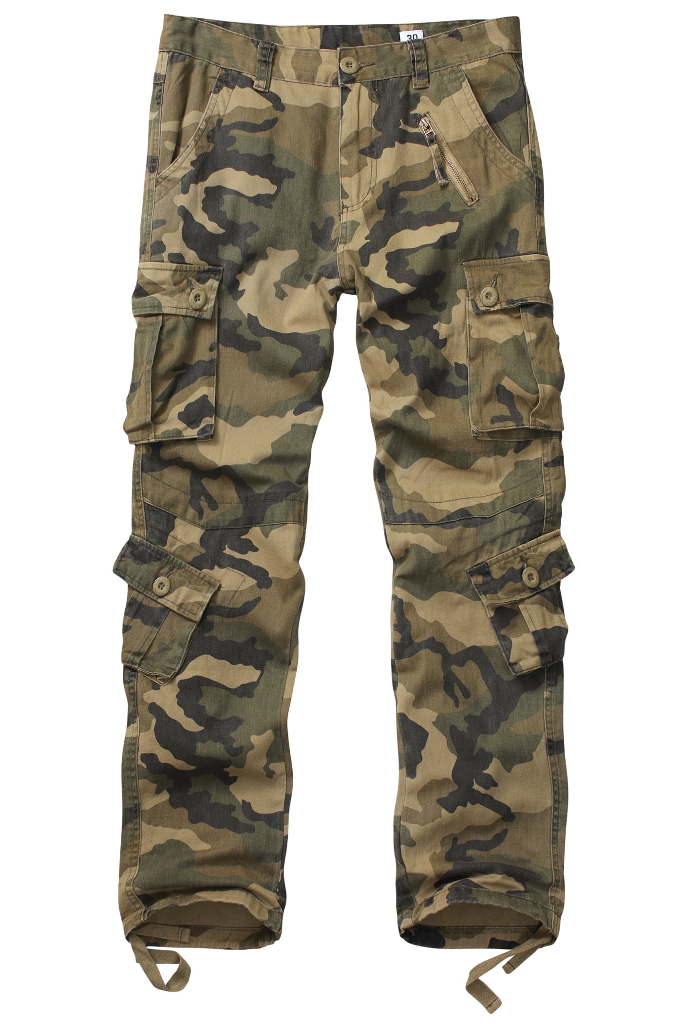 TRGPSG Men's Camo Cargo Pants with 8Pockets Regular Fit Cotton Cargo