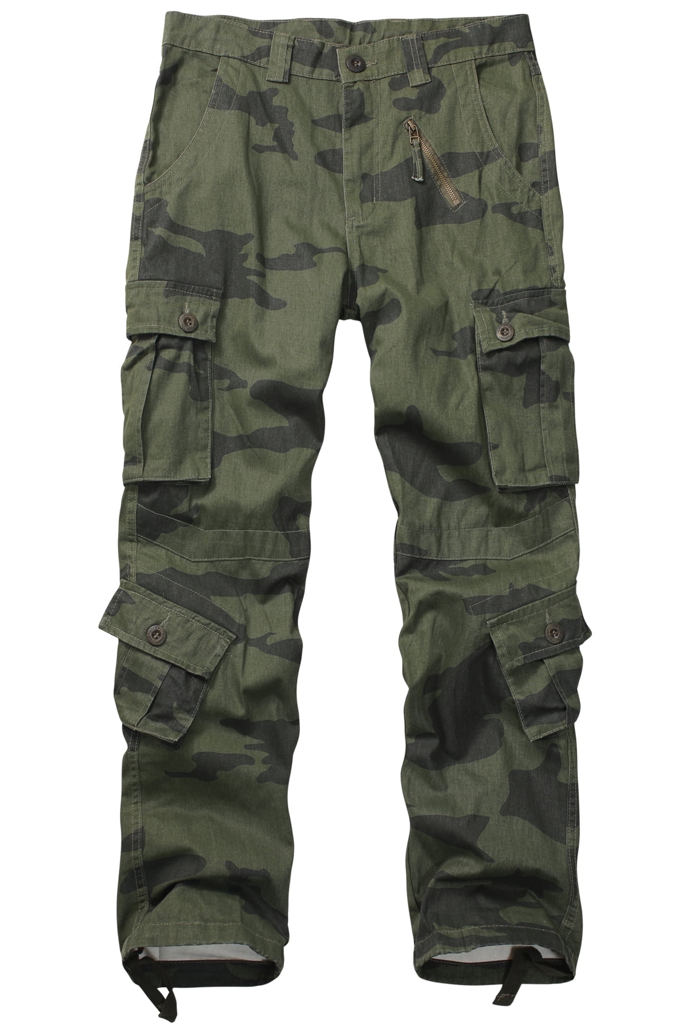 TRGPSG Men's Camo Cargo Pants with 8Pockets Regular Fit Cotton Cargo